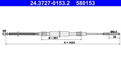 Cable Pull, parking brake ATE 24.3727-0153.2