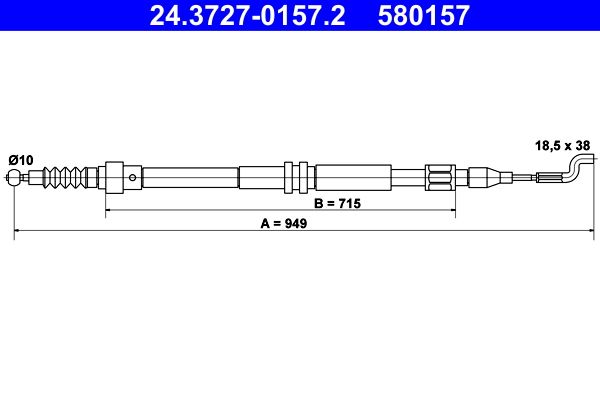 ATE 24.3727-0157.2 Cable Pull, parking brake