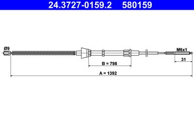 Cable Pull, parking brake ATE 24.3727-0159.2