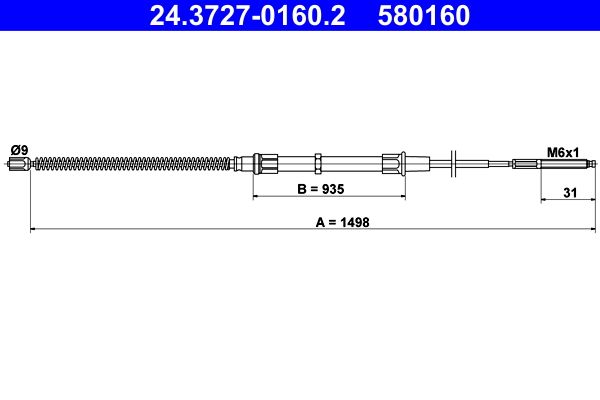 ATE 24.3727-0160.2 Cable Pull, parking brake