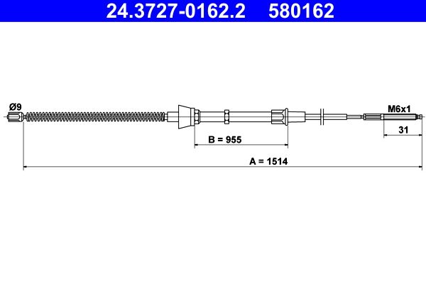 ATE 24.3727-0162.2 Cable Pull, parking brake