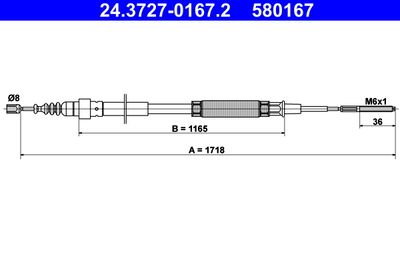 Cable Pull, parking brake ATE 24.3727-0167.2