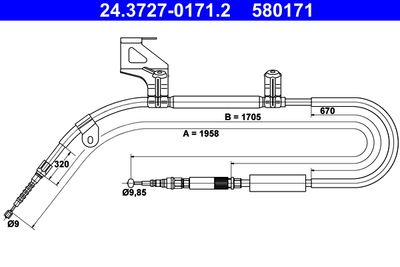 Cable Pull, parking brake ATE 24.3727-0171.2