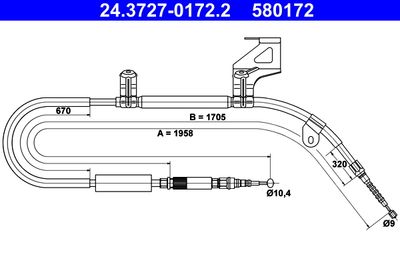 Cable Pull, parking brake ATE 24.3727-0172.2