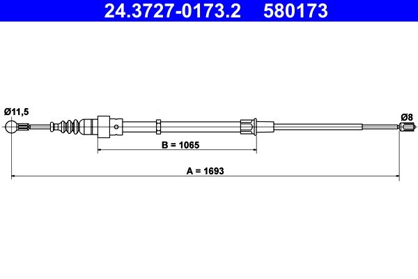ATE 24.3727-0173.2 Cable Pull, parking brake