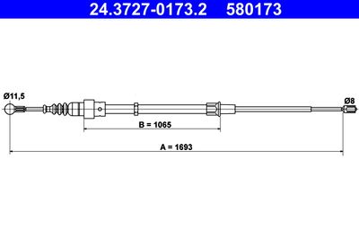 Cable Pull, parking brake ATE 24.3727-0173.2