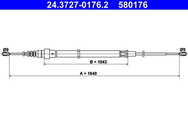 ATE 24.3727-0176.2 Cable Pull, parking brake