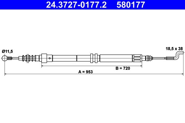 ATE 24.3727-0177.2 Cable Pull, parking brake
