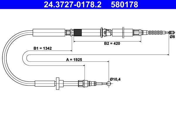 ATE 24.3727-0178.2 Cable Pull, parking brake