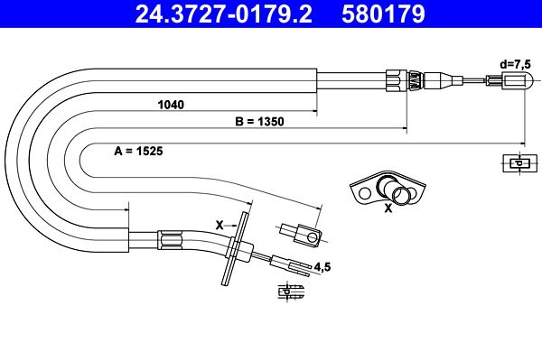 ATE 24.3727-0179.2 Cable Pull, parking brake