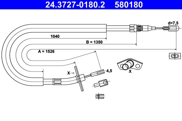 ATE 24.3727-0180.2 Cable Pull, parking brake