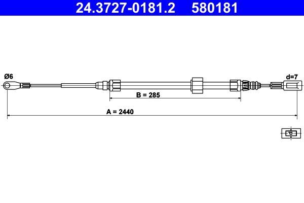 ATE 24.3727-0181.2 Cable Pull, parking brake