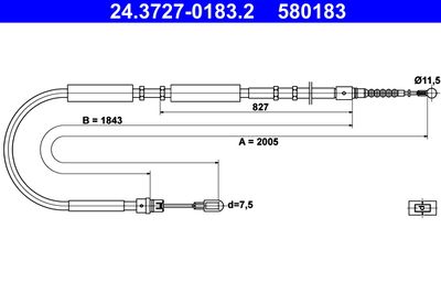 Cable Pull, parking brake ATE 24.3727-0183.2