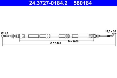 Cable Pull, parking brake ATE 24.3727-0184.2