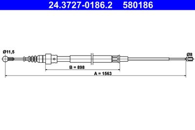 Cable Pull, parking brake ATE 24.3727-0186.2
