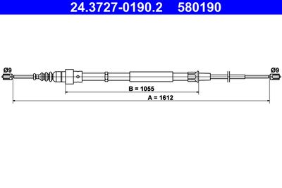 Cable Pull, parking brake ATE 24.3727-0190.2