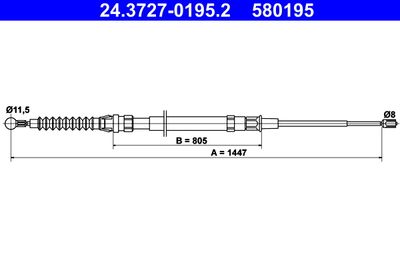 Cable Pull, parking brake ATE 24.3727-0195.2