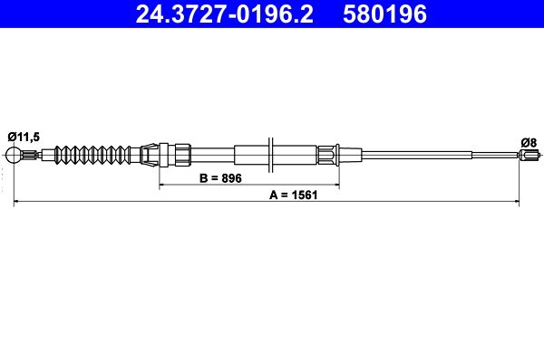 ATE 24.3727-0196.2 Cable Pull, parking brake