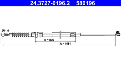 Cable Pull, parking brake ATE 24.3727-0196.2