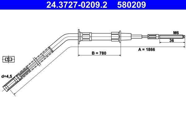 ATE 24.3727-0209.2 Cable Pull, parking brake