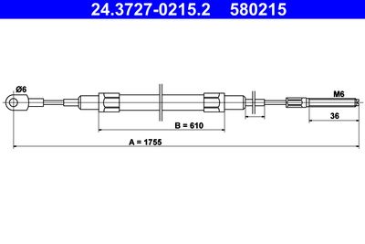 Cable Pull, parking brake ATE 24.3727-0215.2