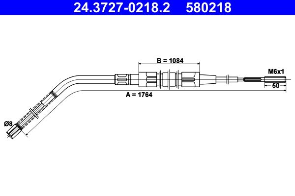 ATE 24.3727-0218.2 Cable Pull, parking brake