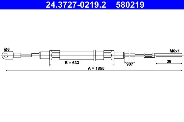 ATE 24.3727-0219.2 Cable Pull, parking brake