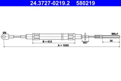 Cable Pull, parking brake ATE 24.3727-0219.2
