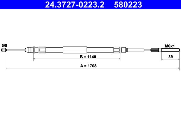 ATE 24.3727-0223.2 Cable Pull, parking brake