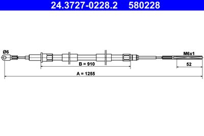 Cable Pull, parking brake ATE 24.3727-0228.2
