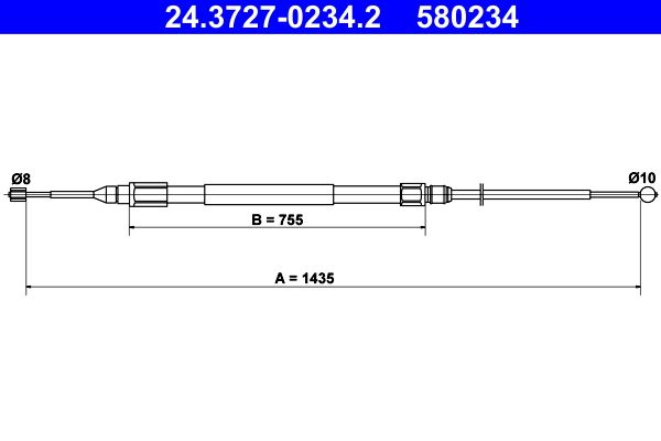 ATE 24.3727-0234.2 Cable Pull, parking brake