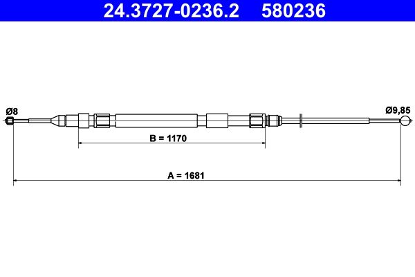 ATE 24.3727-0236.2 Cable Pull, parking brake