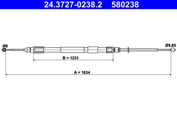 ATE 24.3727-0238.2 Cable Pull, parking brake