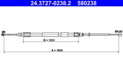 Cable Pull, parking brake ATE 24.3727-0238.2