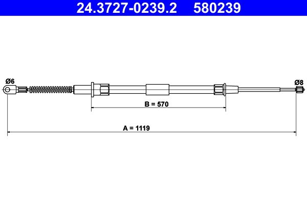 ATE 24.3727-0239.2 Cable Pull, parking brake