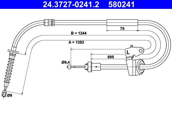 ATE 24.3727-0241.2 Cable Pull, parking brake