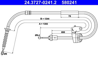 Cable Pull, parking brake ATE 24.3727-0241.2