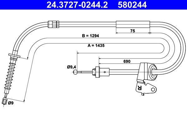 ATE 24.3727-0244.2 Cable Pull, parking brake