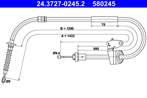 ATE 24.3727-0245.2 Cable Pull, parking brake