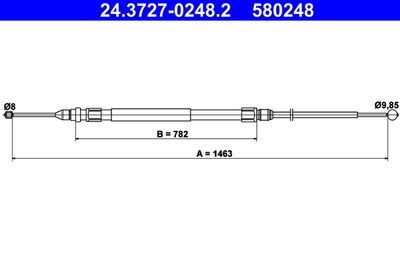 Cable Pull, parking brake ATE 24.3727-0248.2