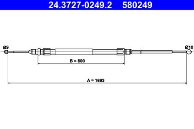 Cable Pull, parking brake ATE 24.3727-0249.2