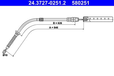 Cable Pull, parking brake ATE 24.3727-0251.2