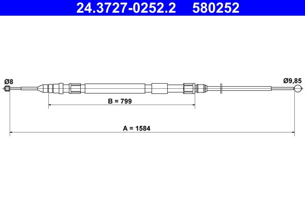 ATE 24.3727-0252.2 Cable Pull, parking brake