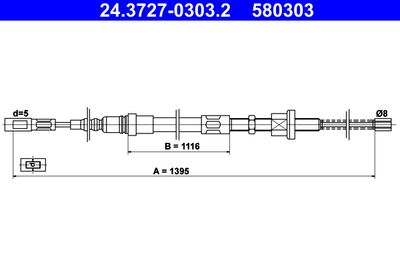 Cable Pull, parking brake ATE 24.3727-0303.2