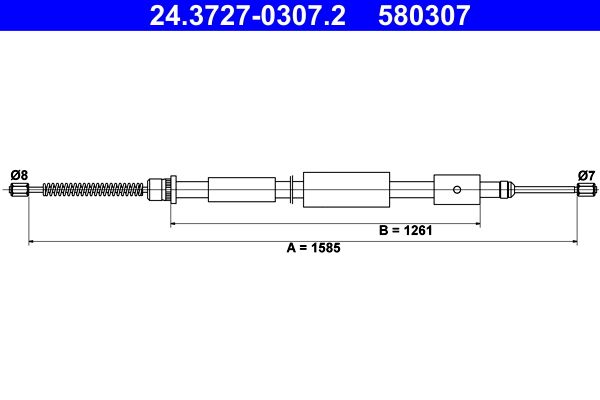 ATE 24.3727-0307.2 Cable Pull, parking brake
