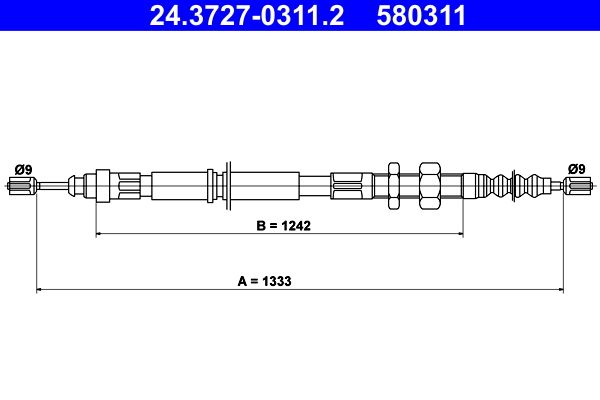 ATE 24.3727-0311.2 Cable Pull, parking brake
