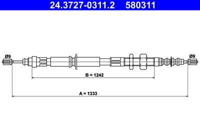 Cable Pull, parking brake ATE 24.3727-0311.2