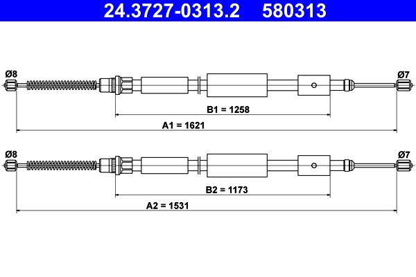 ATE 24.3727-0313.2 Cable Pull, parking brake