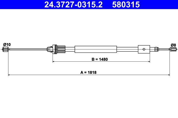 ATE 24.3727-0315.2 Cable Pull, parking brake