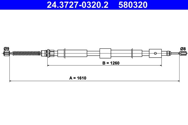ATE 24.3727-0320.2 Cable Pull, parking brake